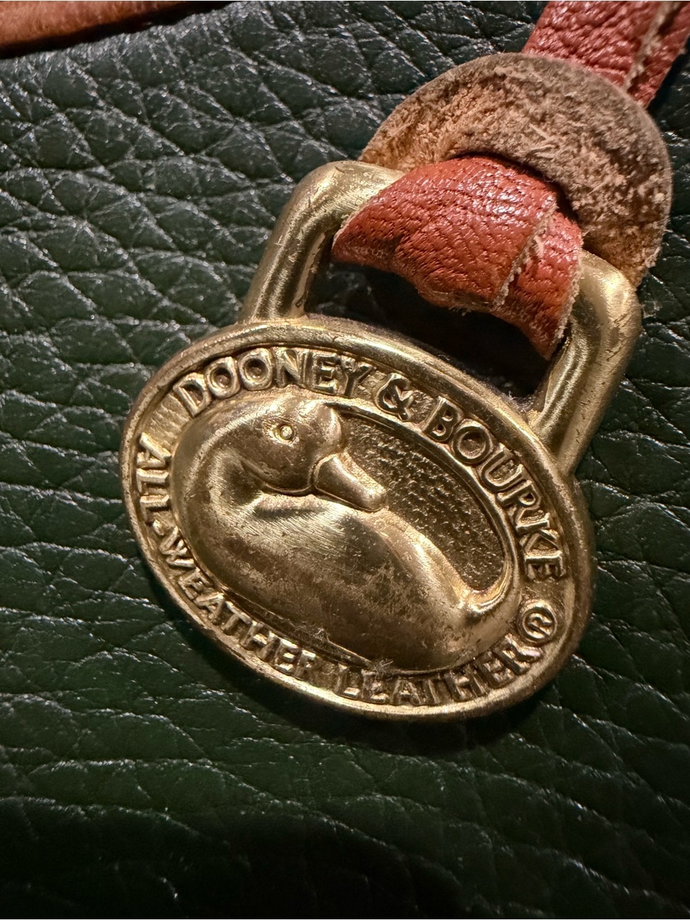Dooney & Bourke Dark Green Pebbled Leather Belt Bag with Brown Trim - Picture 9 of 12